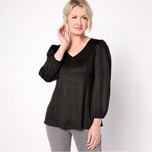 Susan Graver Faux Suede Top S